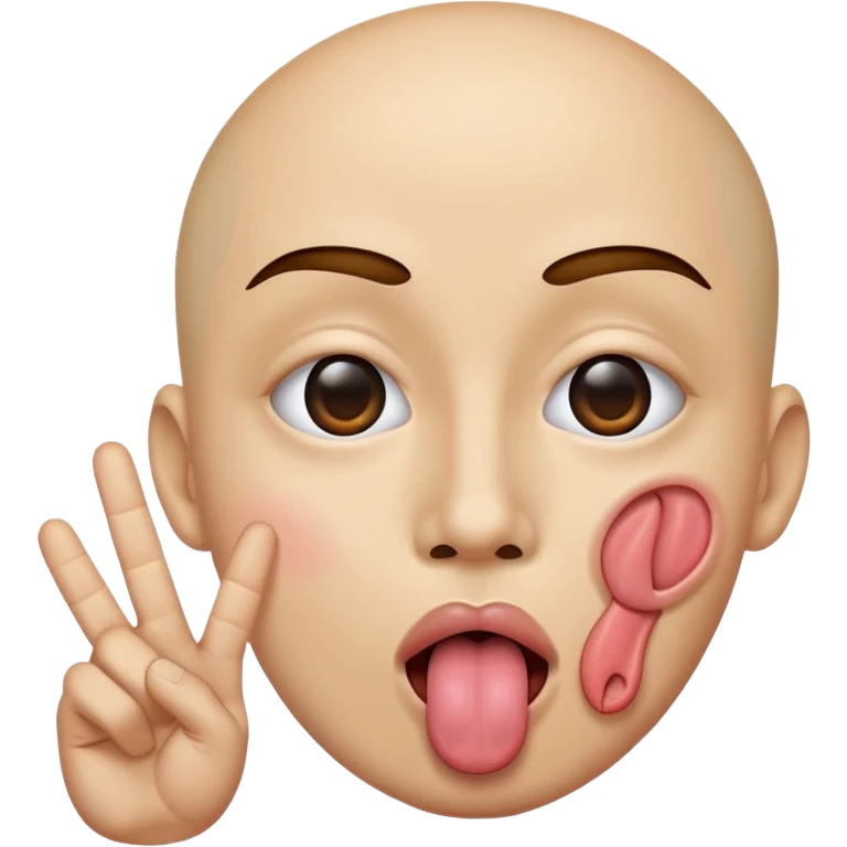 Tongue sticking out emoji and peace sign over eye emoji