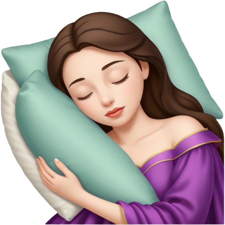 sleeping beauty brunette white girl with a silk pillow emoji