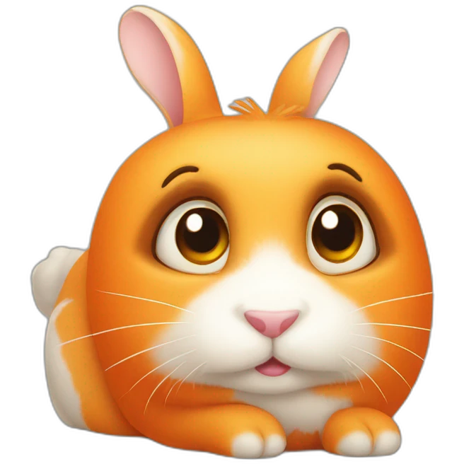 orange cute rabbit with big eyes lying emoji