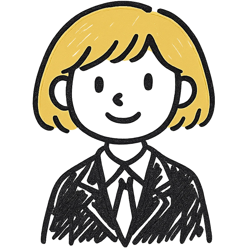 a girl with short yellow hair in a black suit emoji