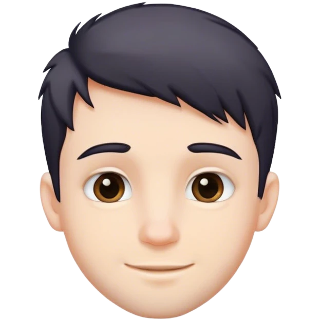 Cute white male, short dark colored hair and facial hair, nose and lip piercing, emo smiling emoji