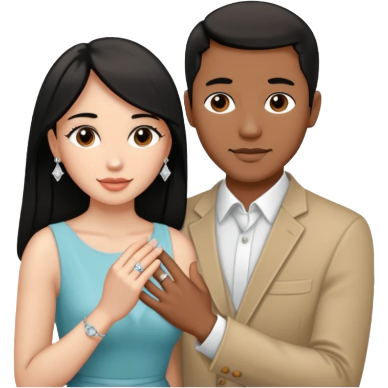 George Floyd make a proposal to a thin pale black haired girl emoji
