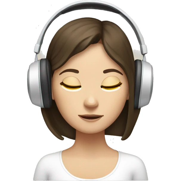 Brunette White girl, meditating with headphones on emoji