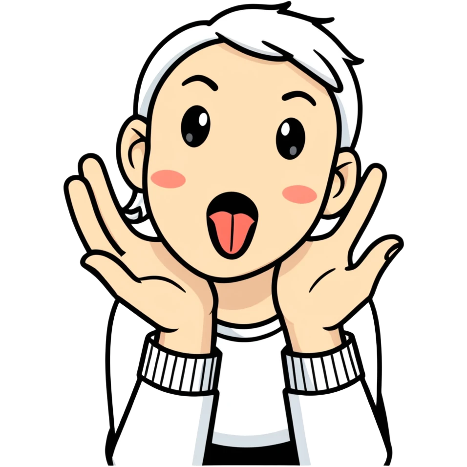 sticking out tongue with hands out emoji