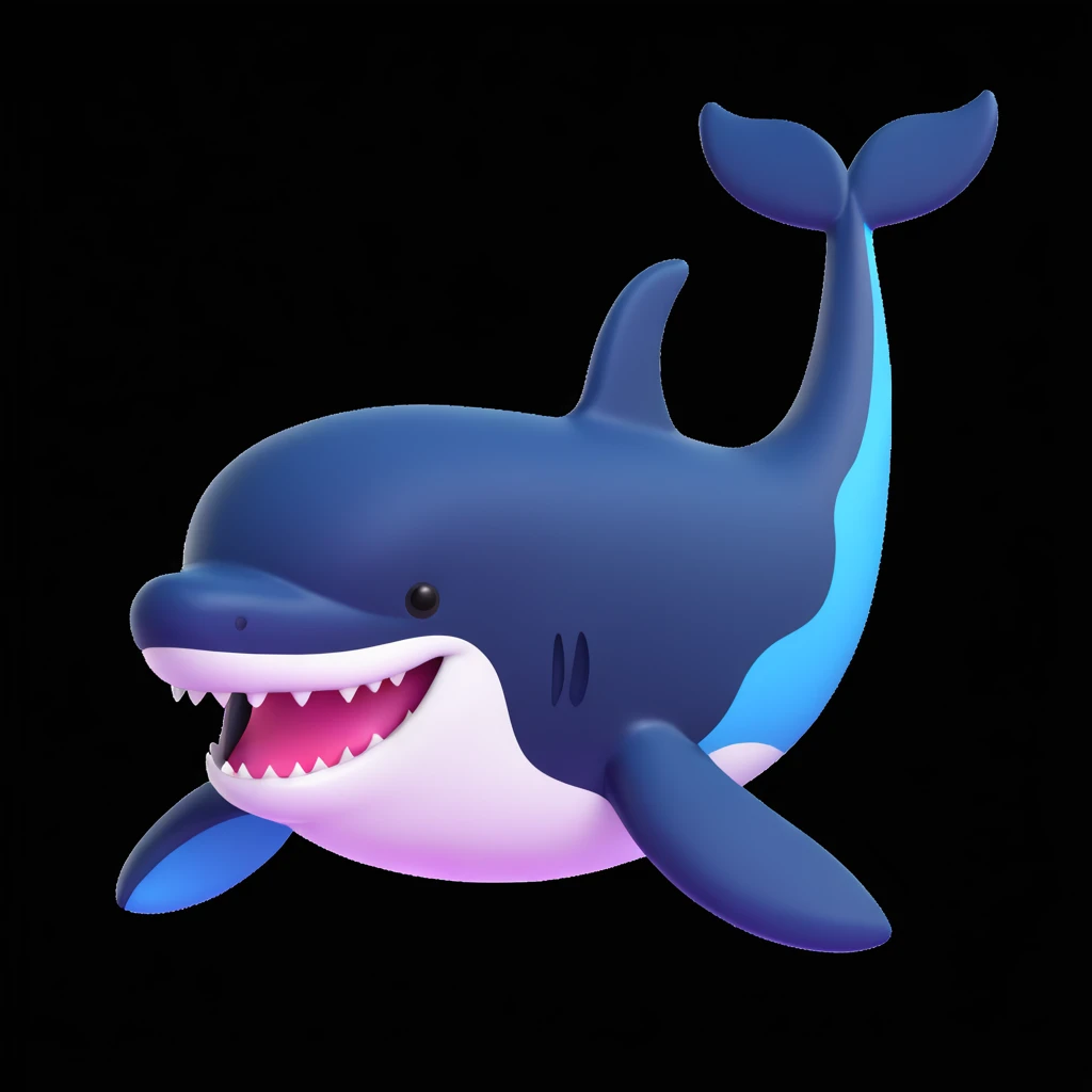 killer whale, 3d, cartoon, smiling, bright colors emoji