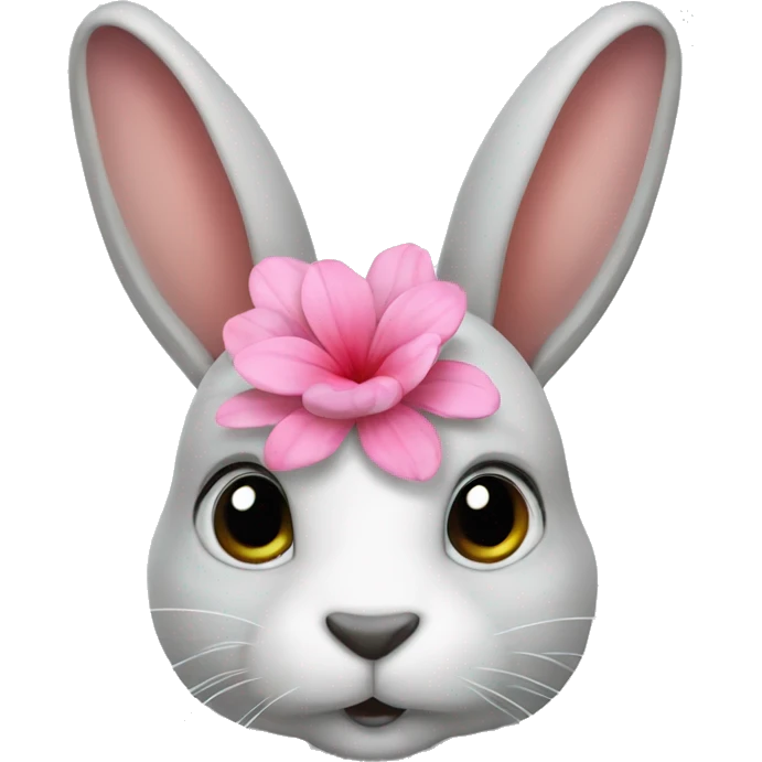 rabbit with pink flower on its head emoji