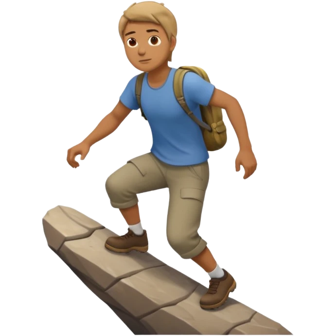 Man in simple clothes Climbing up a hill emoji