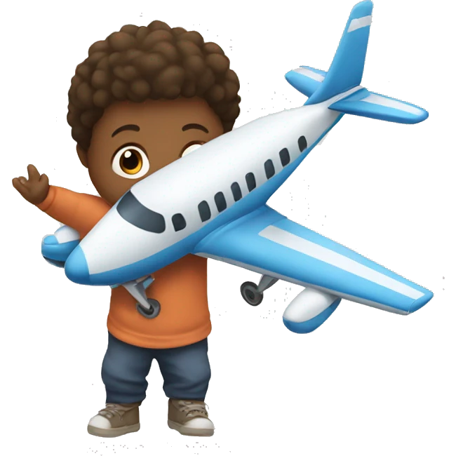 A kid playing with a plane  emoji