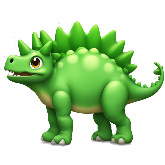 Cute Green stegosaurus looking to the left emoji