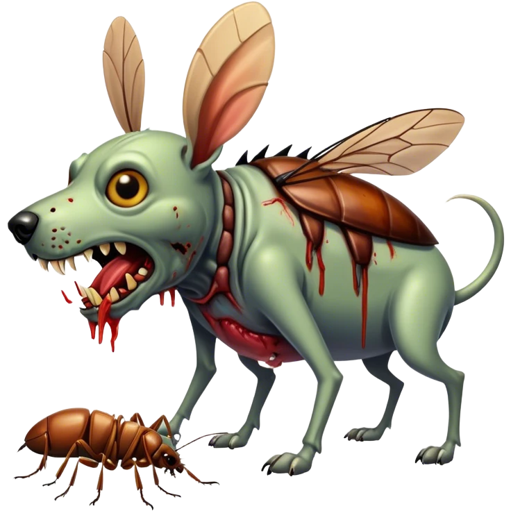Zombie dog killing cockroach emoji