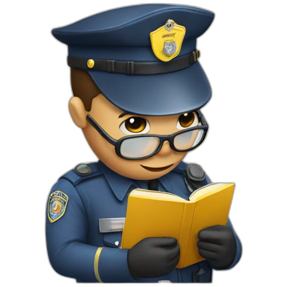 policeman reading book emoji
