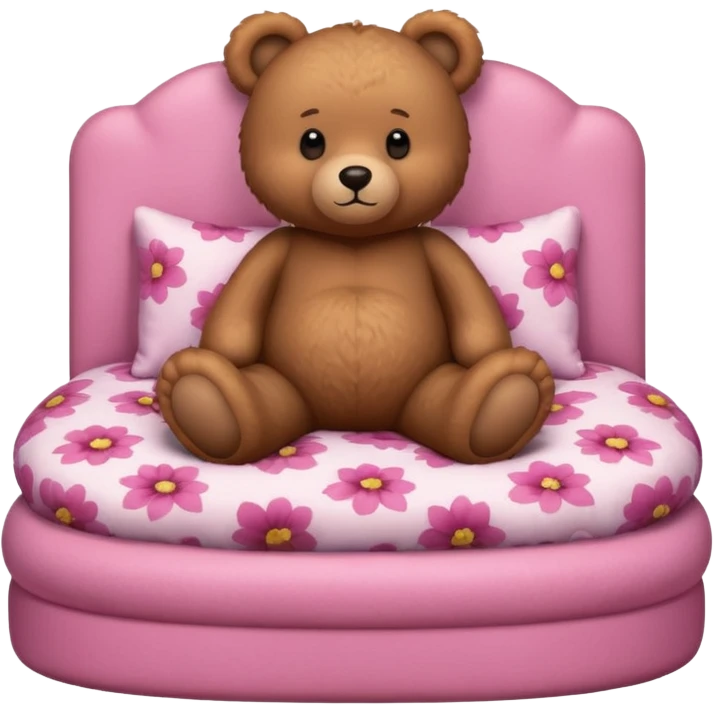 Brown Teddy bear in pink bed emoji