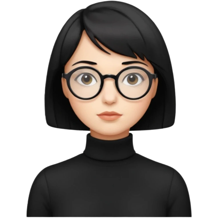round glasses 검정 목폴라 단발 emoji