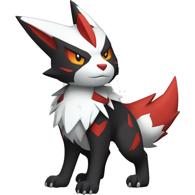 Black Cool Edgy Anthro Zangoose Litten Fakémon  with White and Red Edgy markings emoji