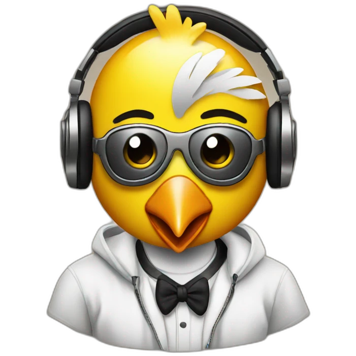 DJ with chicken face emoji
