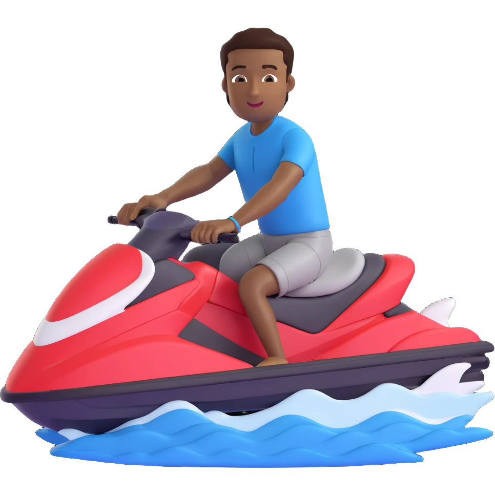 black man on a jet ski emoji