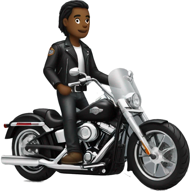 Black harley davidson with white rider emoji