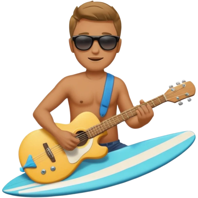 a man ride guitar as a surfboard emoji