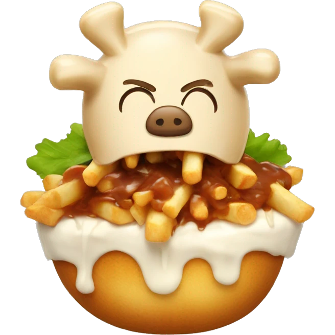Poutine qui mange du porc  emoji