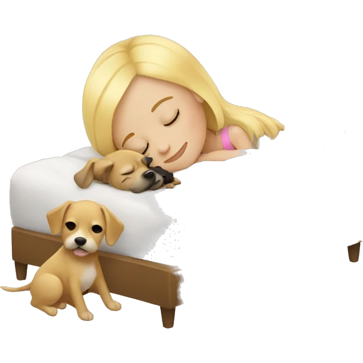 Blond girl sleeping with Little dog emoji