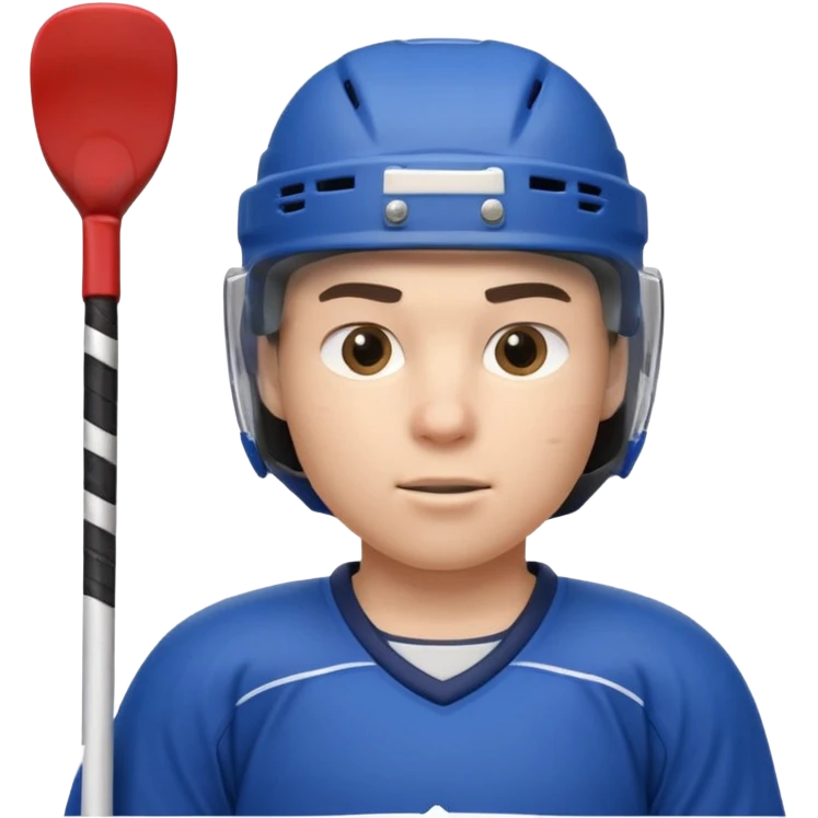 ice hockey player portrait, head and shoulders only, wearing hockey helmet with visor, team jersey collar, holding hockey stick near shoulder, focused competitive expression, 3D cartoon style, mobile game icon style, clean background, no text, no watermark

 emoji