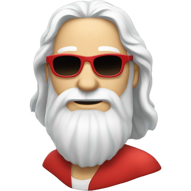 White bearded man with a long hair in red shirt and sun glasses  emoji