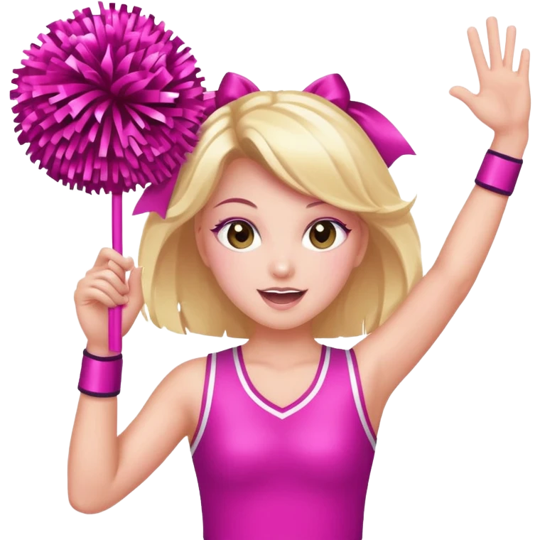 football cheerleader, holding a cheering pom, pink and twinkle emoji