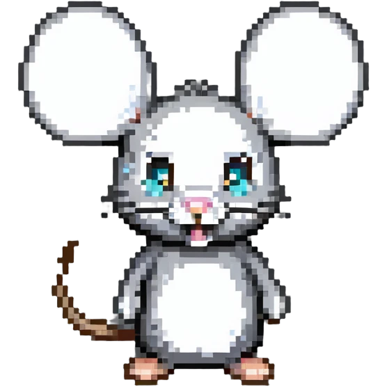 Pixelated mouse character with big ears emoji