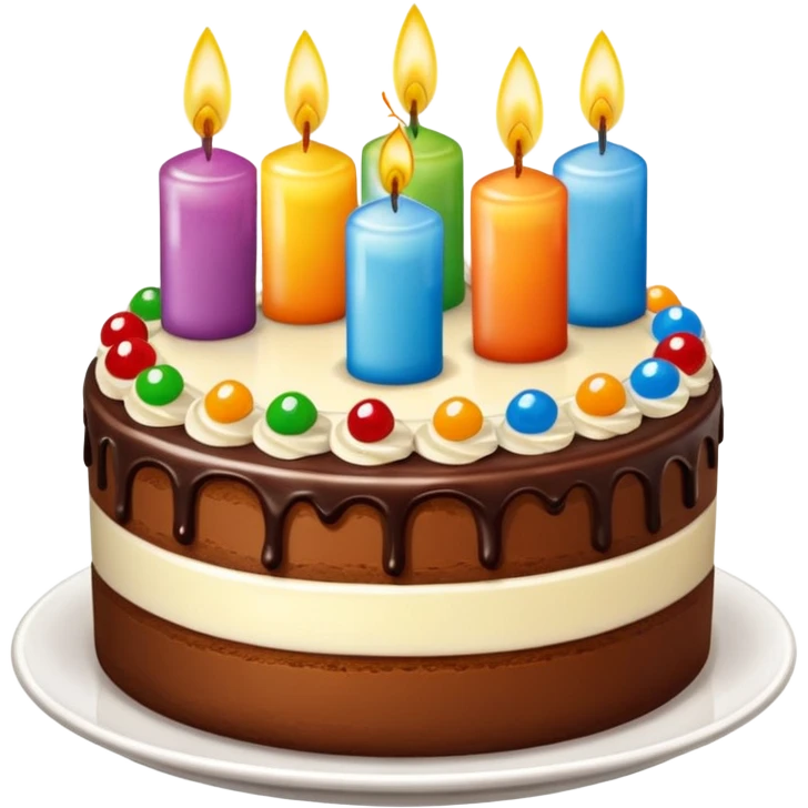 creame una chocotortaa de cumpleaños con velitas arcoiris emoji