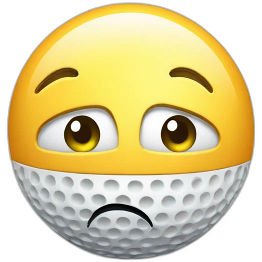 Confused Golf Emoji  Description A golf ball with a quizzical expression, surrounded by question marks and maybe holding a map or looking at a GPS device. emoji