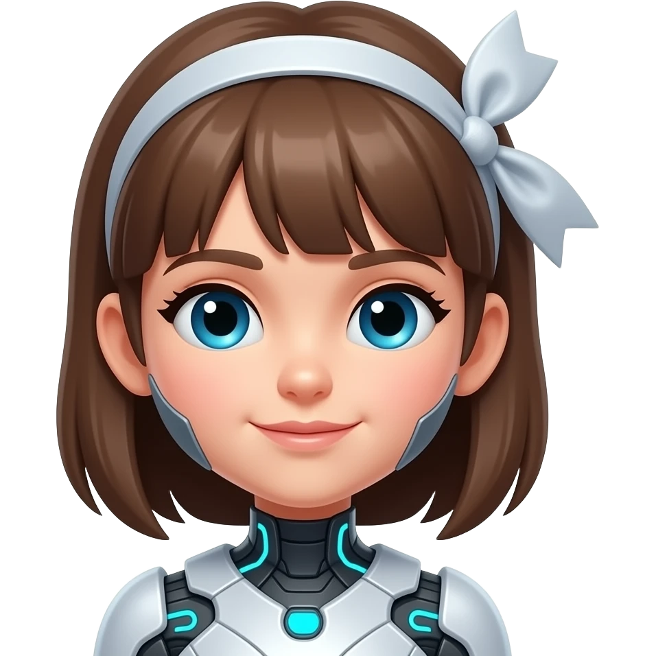 cyborg kid girl with headband emoji