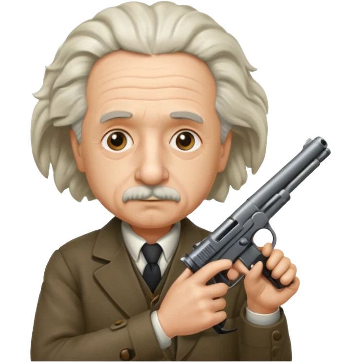 Albert instine shooting a gun emoji
