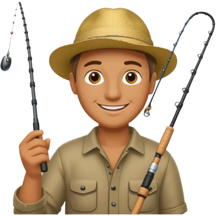a man holding a fishing rod emoji