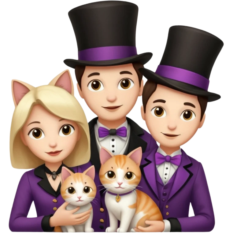 magician couple and their pet cat emoji