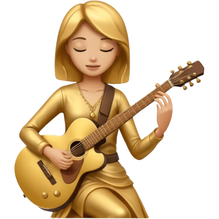 fully golden statue female guitarist emoji