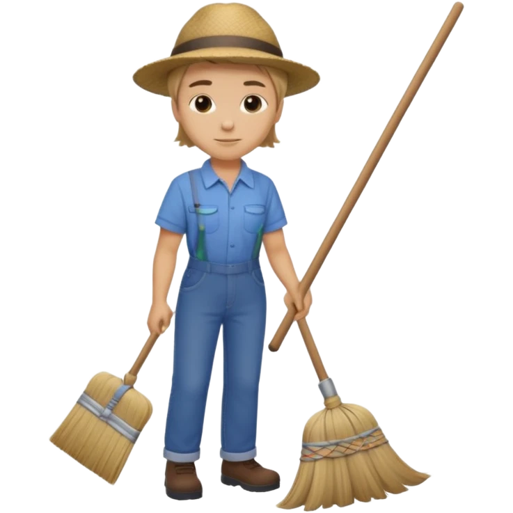 street sweeper with broom emoji