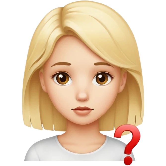 Blonde girl with question mark emoji