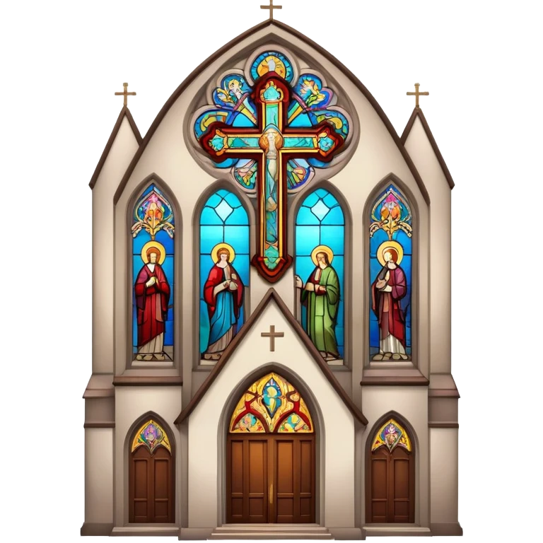 Church with cross and stained glass windows emoji