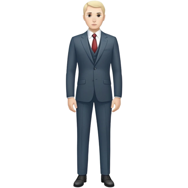 Russian man full length in suit photorealistic serious emoji