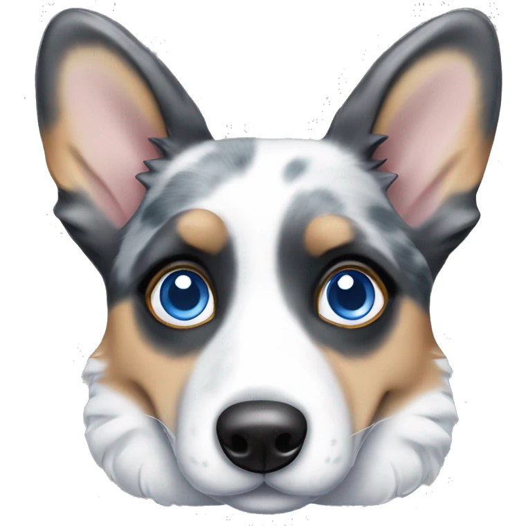 Blue Merle corgi with a blue eye emoji