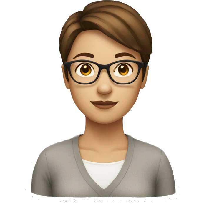 Female with glasses and short brown hair emoji