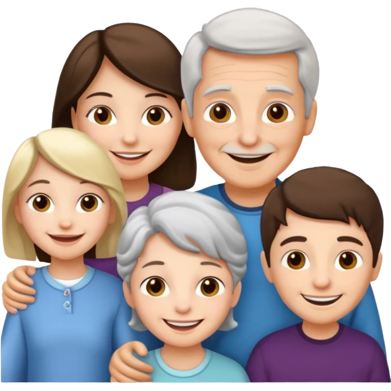 a group of 5 people all of diiferent ages let one  girl child, one teenage boy , two adult one man one women  and one old grandma emoji