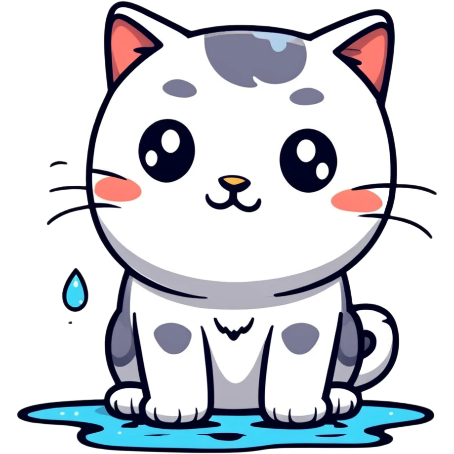 Кот грустит текут слезы лужа emoji
