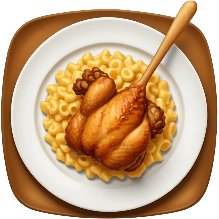 drumstick chicken with mac and cheese on the side on a plate emoji