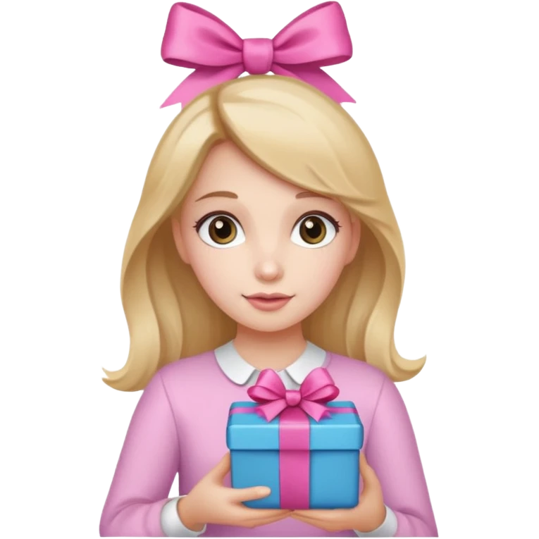 🥳🎀 pembe bir tokasını takan bey kızın elinde bir hediye var emoji