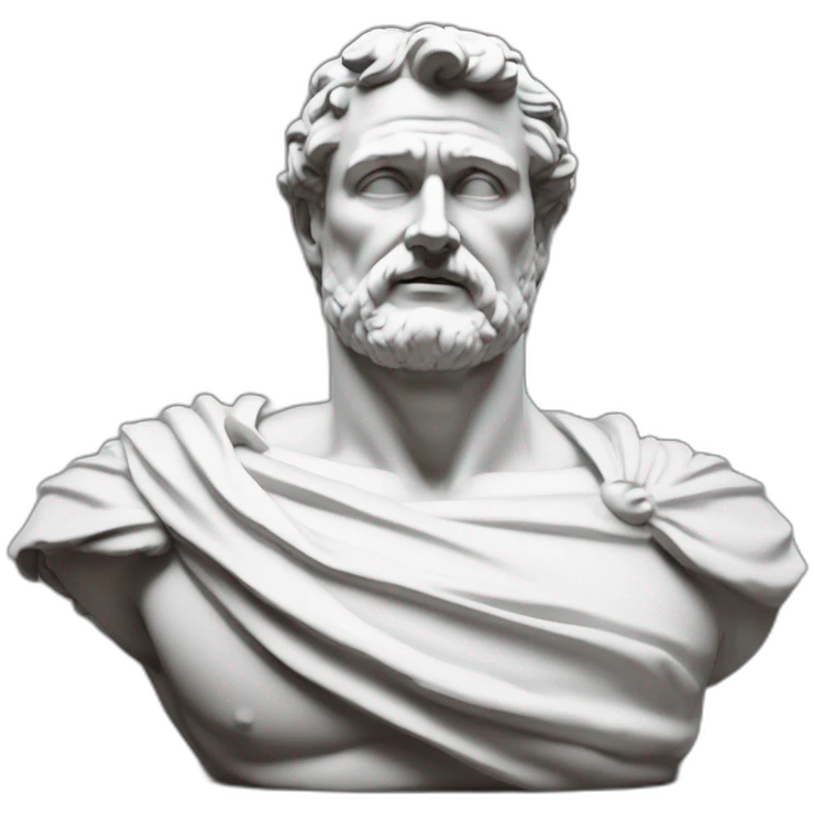 estátua dos pés a cabeça de um homem musculoso igual a Roma antiga. Mármore branco. Sem roupas. O bico do peito está em destaque, em seguida a V-Line da cintura. Sem roupa. emoji
