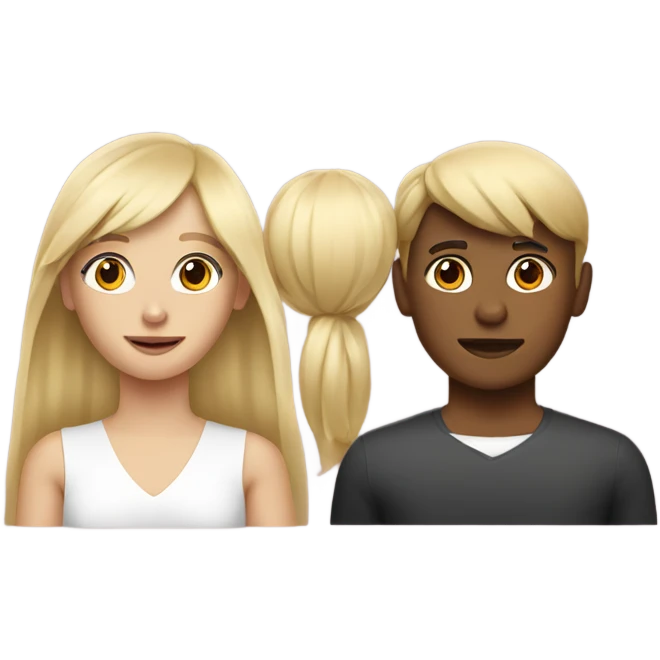 Blonge girl with bangs with a masculine woman behind her emoji