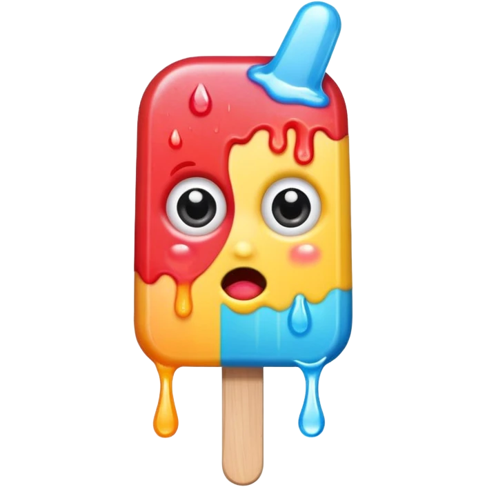 half bitten popsicle with eyes emoji