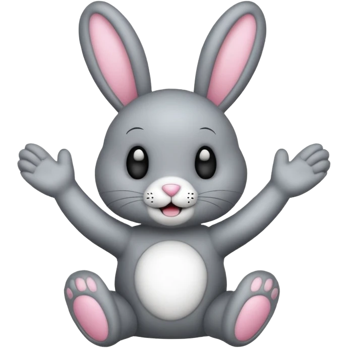 Emoji pour twitch d'une peluche lapin squelette noir faisant signe de la patte avec le texte:"Hi !" emoji