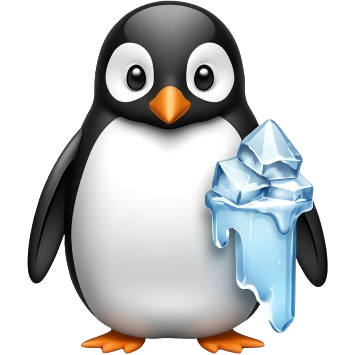 Pinguin with ice ￼ emoji